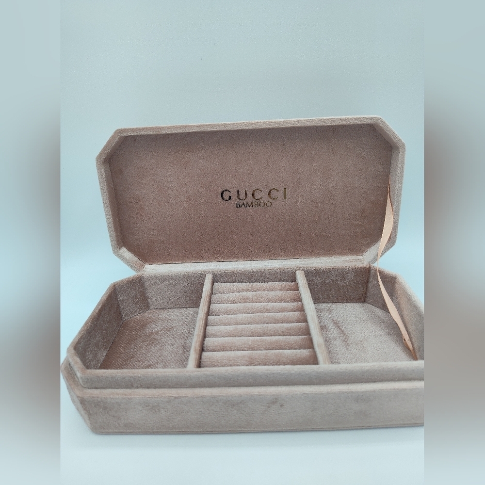 GUCCI Blush Pink Bamboo Velvet Jewelry Case Box VIP GWP - Picture 3 of 8